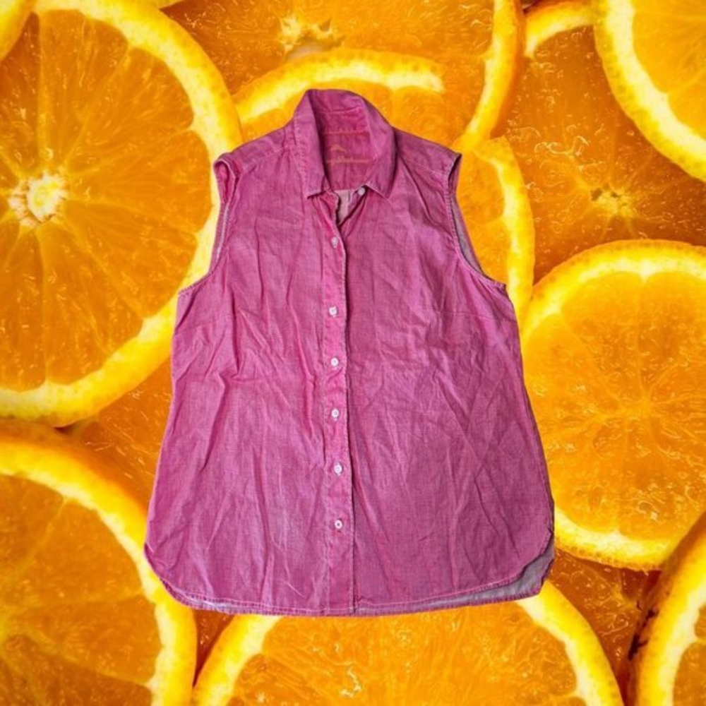 Pink Sleeveless Tommy Bahama 100% Linen Shirt